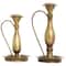 Bronze Metal Antique Style Candle Holder with Candle Plates & Handles Set